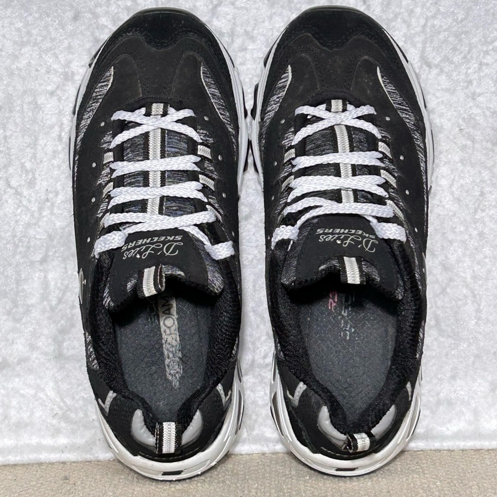 Skechers D'Lites Womens Black/White Me Time Leather/Textile Sneakers Shoes SZ 7 - Picture 5 of 11